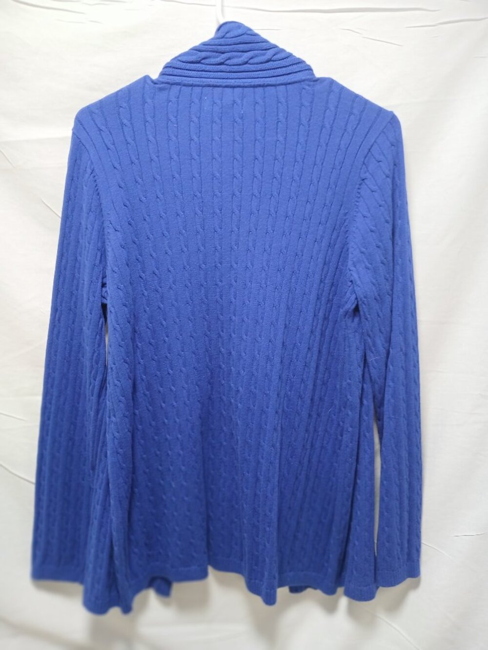 Kim Rogers Blue Cable Knit Open Front Cardigan Sweater | Size S - Picture 2 of 4